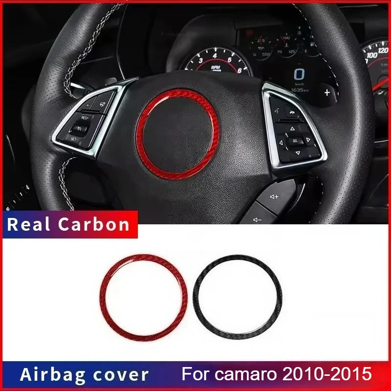 

For Chevrolet Camaro Real Dry Carbon Fiber Modification Accessorie Steering Wheel Airbag Ring Trim Stic interior room 2010-2015
