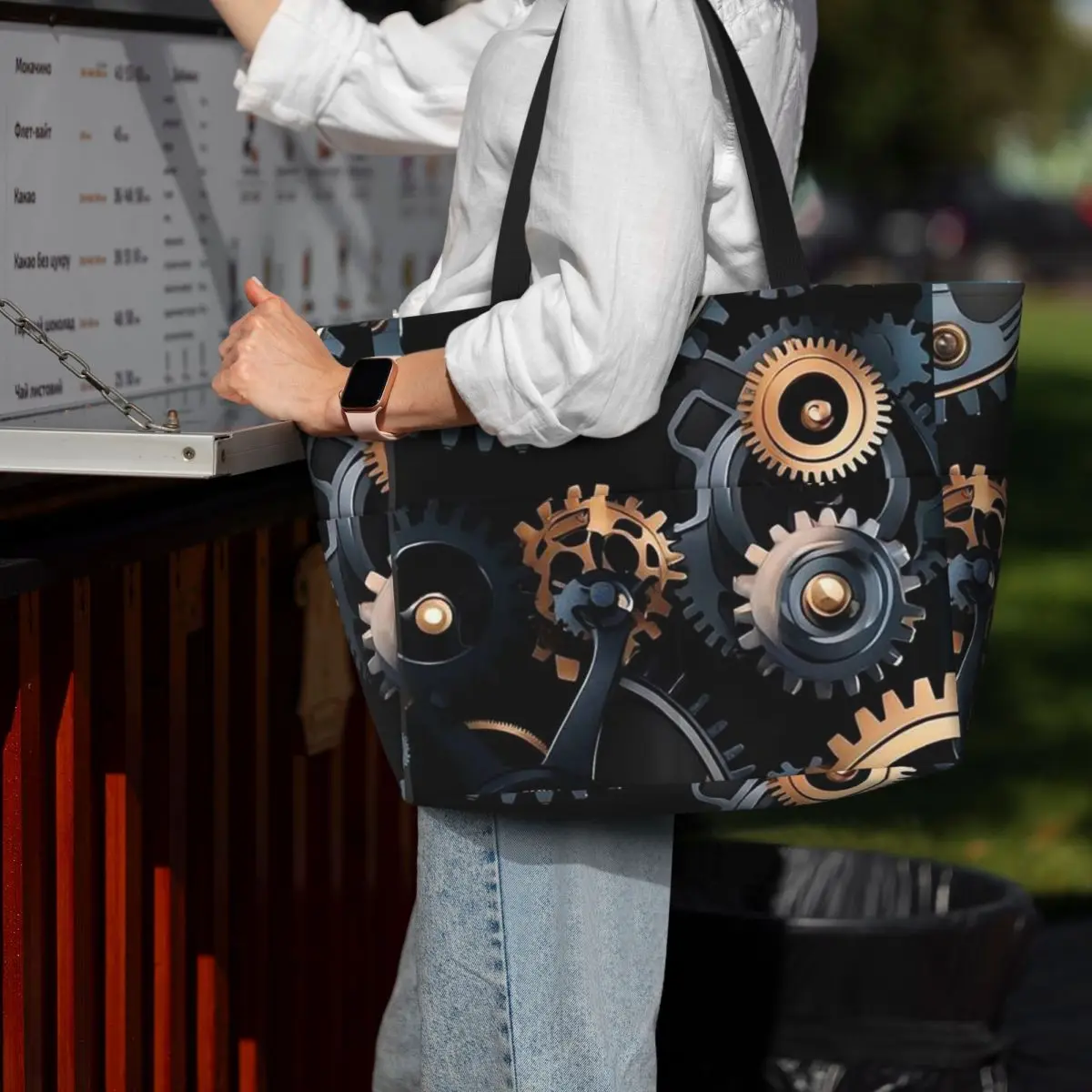 Mechanical Machine Gears Steampunk Style Beach Tote Bag Sport Gym Yoga Duffle Large Tote Bag Women Travel Bag Fitness bag