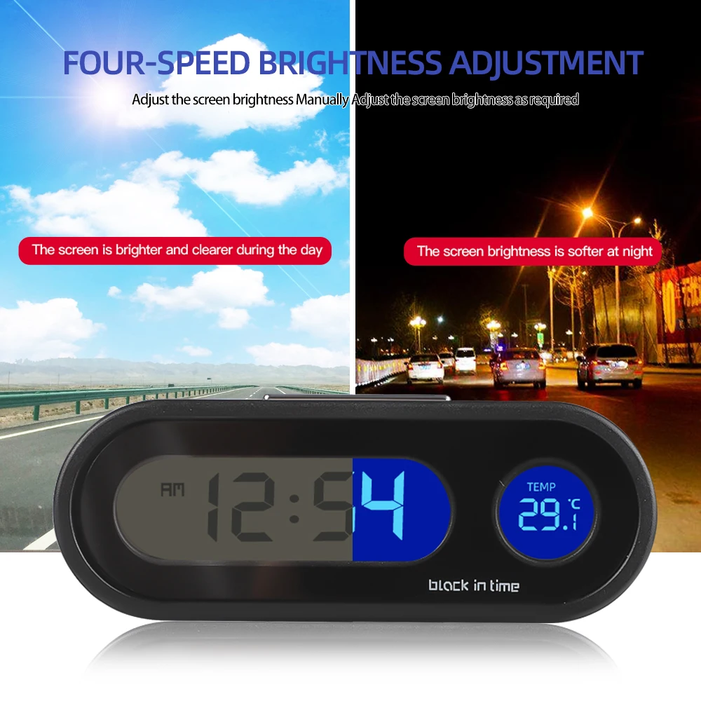 Electronic Car Clock Mini Time Watch Auto Clocks Luminous Thermometer Lcd Backlight Digital Display Car Styling Accessories