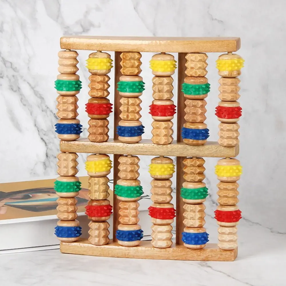 

6-рядный массажер для ухода за ногами, снятие стресса, деревянные колеса для массажа ног, каналы, роликовые инструменты для массажа ног