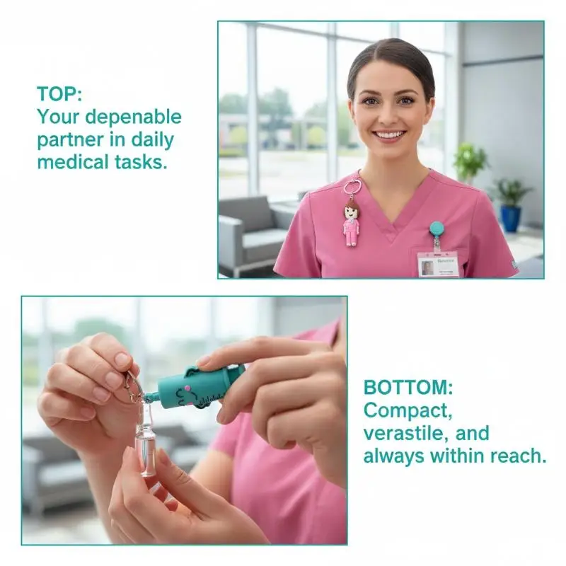 Syringe Inspired Ampoule Bottle Opener Keychain Rubber Cutter Aid for Medication Nurses Portable Solution