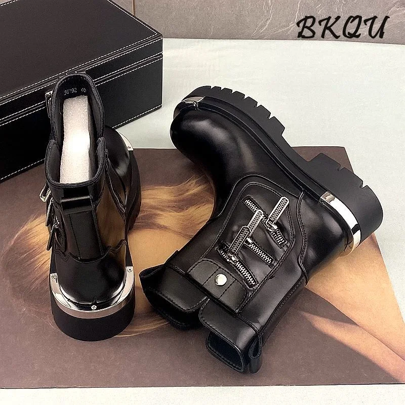 BKQU Chelsea Boots Men's Autumn-Winter Filled New Style 2025 Mid-Calf Korean Version Casual Short Boots with Elegant Heels