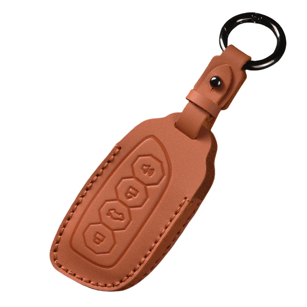 Genuine Leather Car Key Case Cover Shell Protector Fob Holder for Haval Big Dog Shenshou Cool Dog Xiaolong Max 2023 Accessories