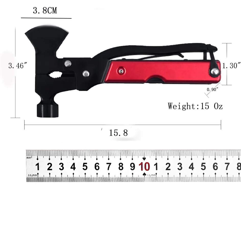 Outdoor camping folding knife, multi-functional axe hammer, outdoor self-defense tool knife, stainless steel screwdriver knife