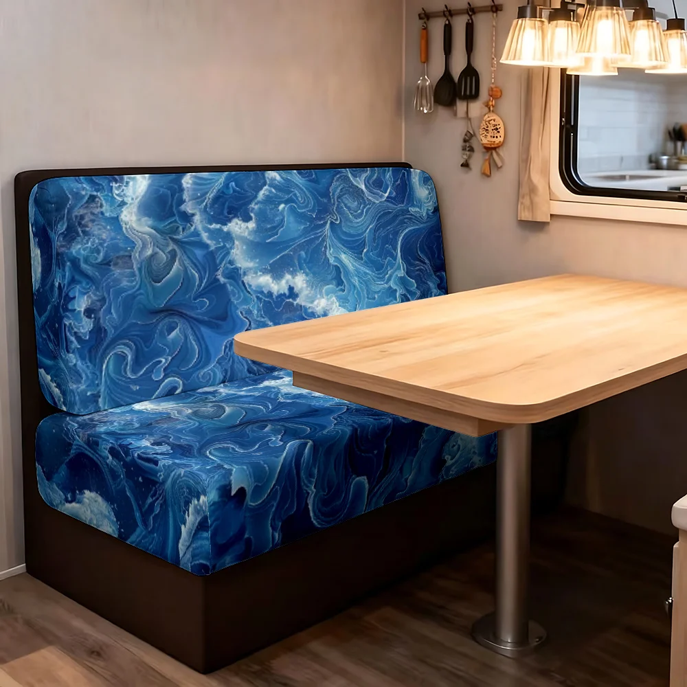 RV Dinette Cushion Covers, Stretch Full-wrap Sofa Protectors with Snug Fit. Suitable for Travel Trailers, RV Booth and Dinette Sofas of Most Campers. Classic Style to Upgrade Your RV Interior, Ideal for Outdoor Camping Lovers. view 8