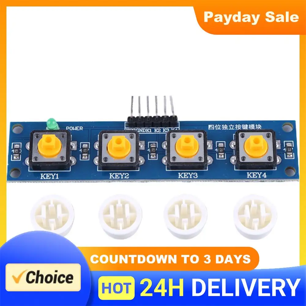 4 Independent Buttons Touch Button Module with Hat & LED Indicator Keypad Module for Arduino ARM Raspberry Pi