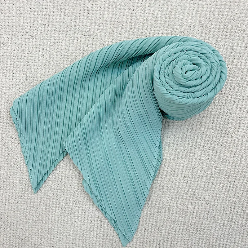 Pleats Pleat Scarf Female 2023 Spring Autumn New Shawl  Windshield Shirt Air Conditioning Room Shoulder Protector Chiffon Solid