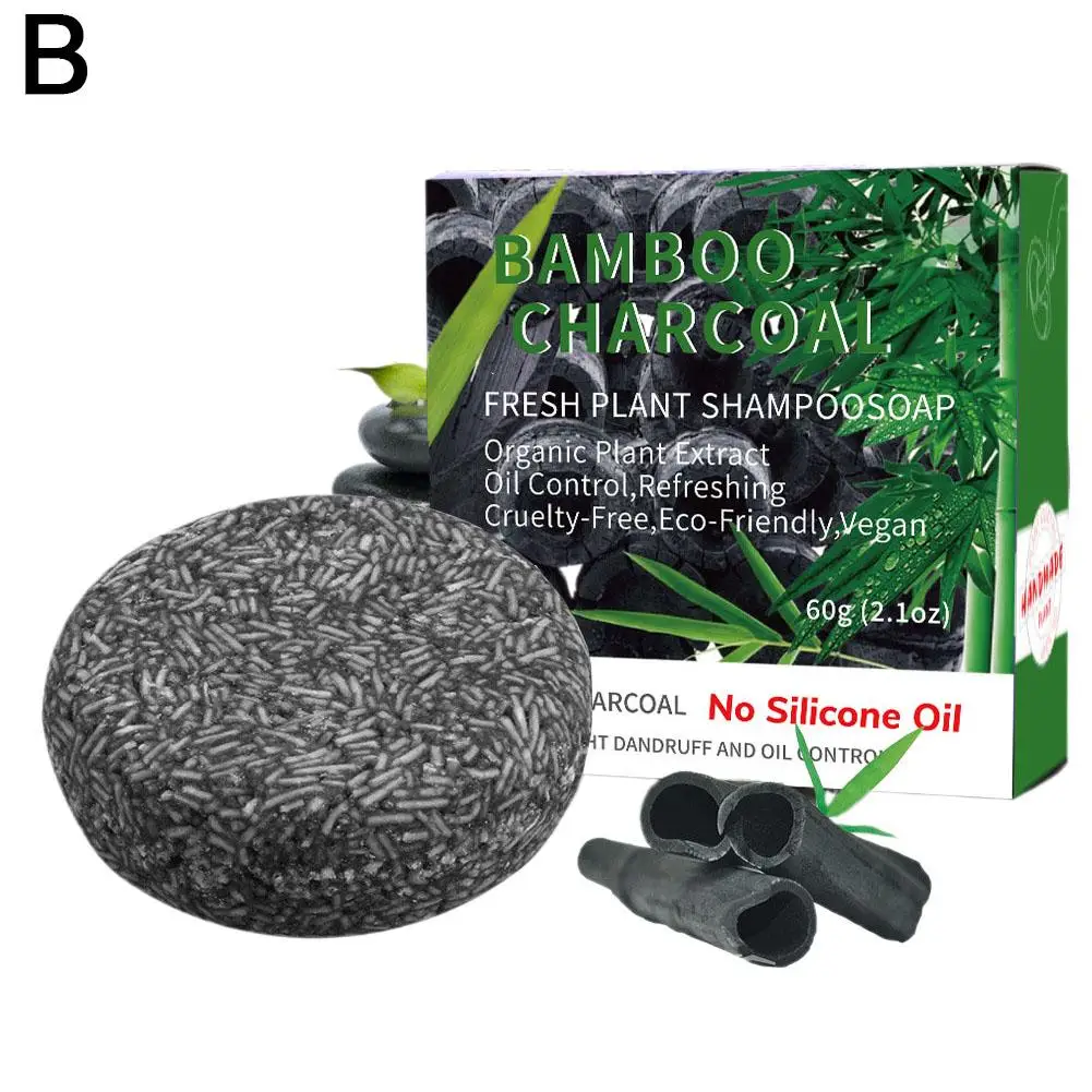 Sabun Multiflorum Polygonum/arang bambu buatan tangan gelap sabun hitam perawatan rambut abu-abu produk perbaikan putih & Sham B3Q9