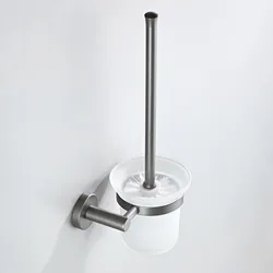 Wall-mounted Star grey simple round chassis bathroom hardware pendant Toilet brush Toilet brush with frosted glass