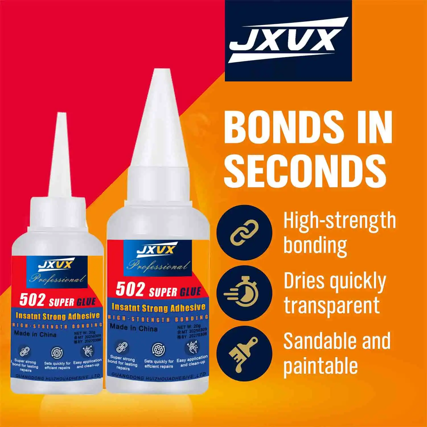 1-3pcs 20g 502 Super Glue Cyanoacrylate, surface insensitive, fast-drying type for metal leather rubber wood plastic ceramics strong adhesive liquid glue tool.