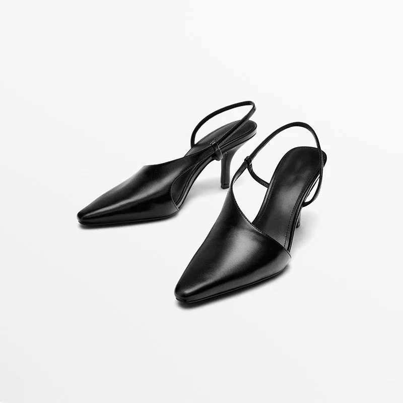 Withered Southern French Minimalist Women's Sandals Heels Elegant Pointed Sandals Summer Mid Heel Sandals Dinner Party Shoes