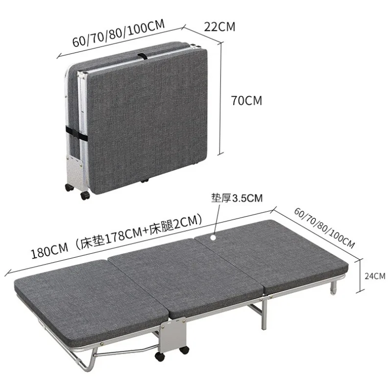 Office folding bed single bed, lunch break bed, camp bed hard three-fold bed
