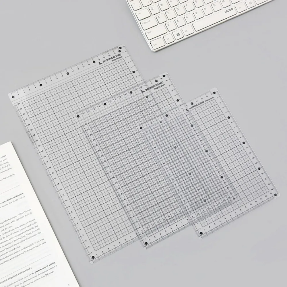 

New A4/B5/A5 Learning Pad Transparent Plastic Grid Scale Ruler Non Slip Writing Board Test Stationery
