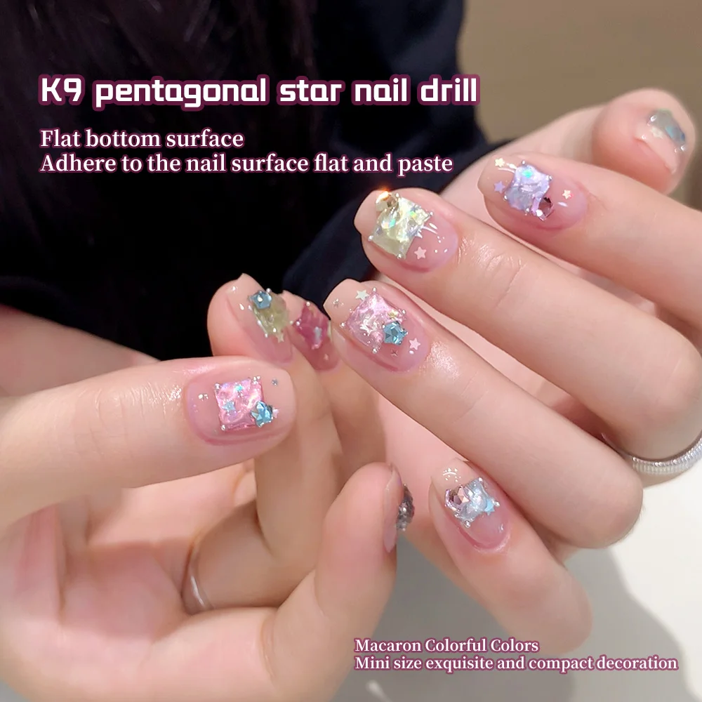 k9 Nail Diamonds 3D Five-Pointed Star Zircon Crystal Star Nail Rhinestones Mini Flat Back Star Nail Art Decoration 30/50/100pcs