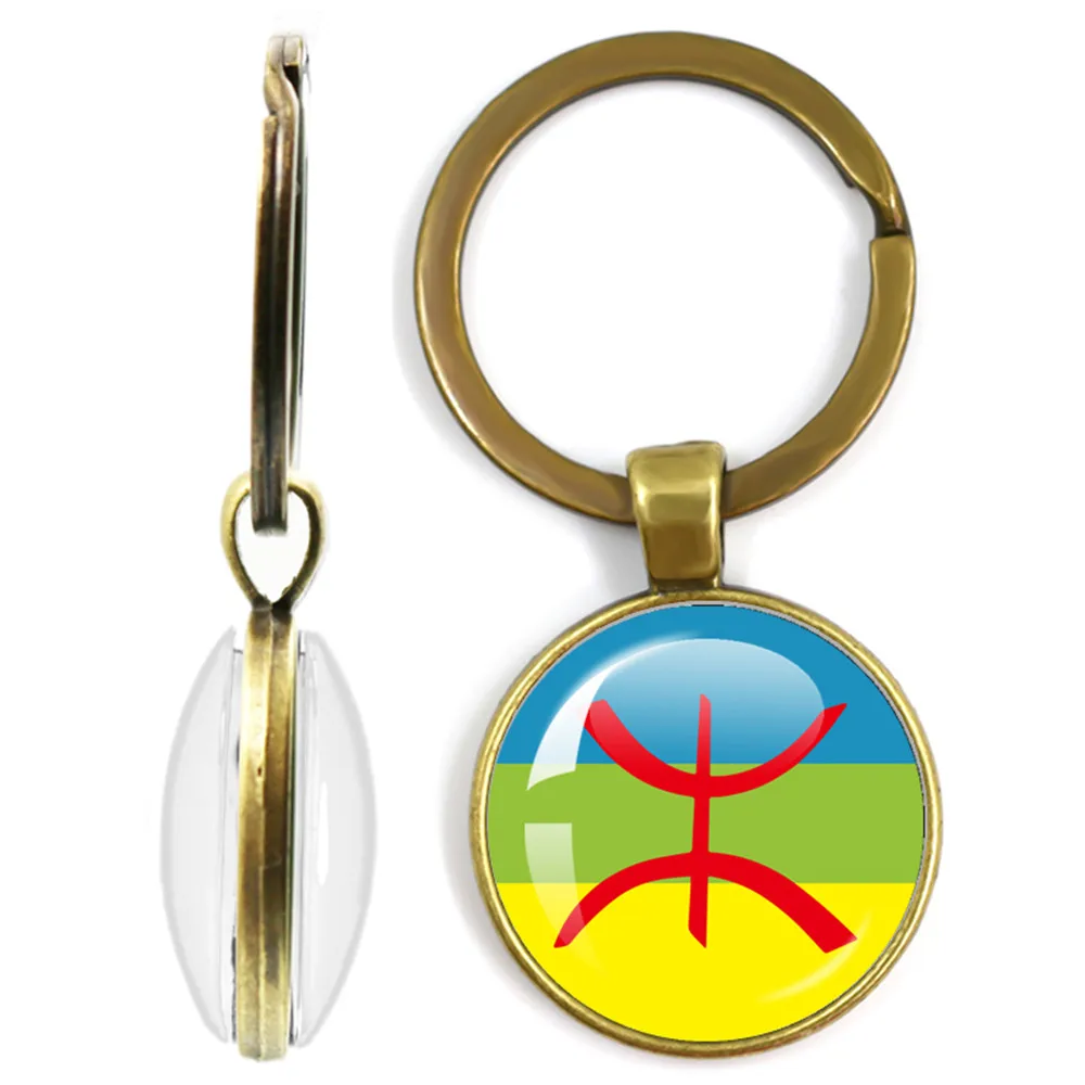 Berber North Africa Flag Keychain 25mm Key Jewelry  Glass Keychain Friends Giftt