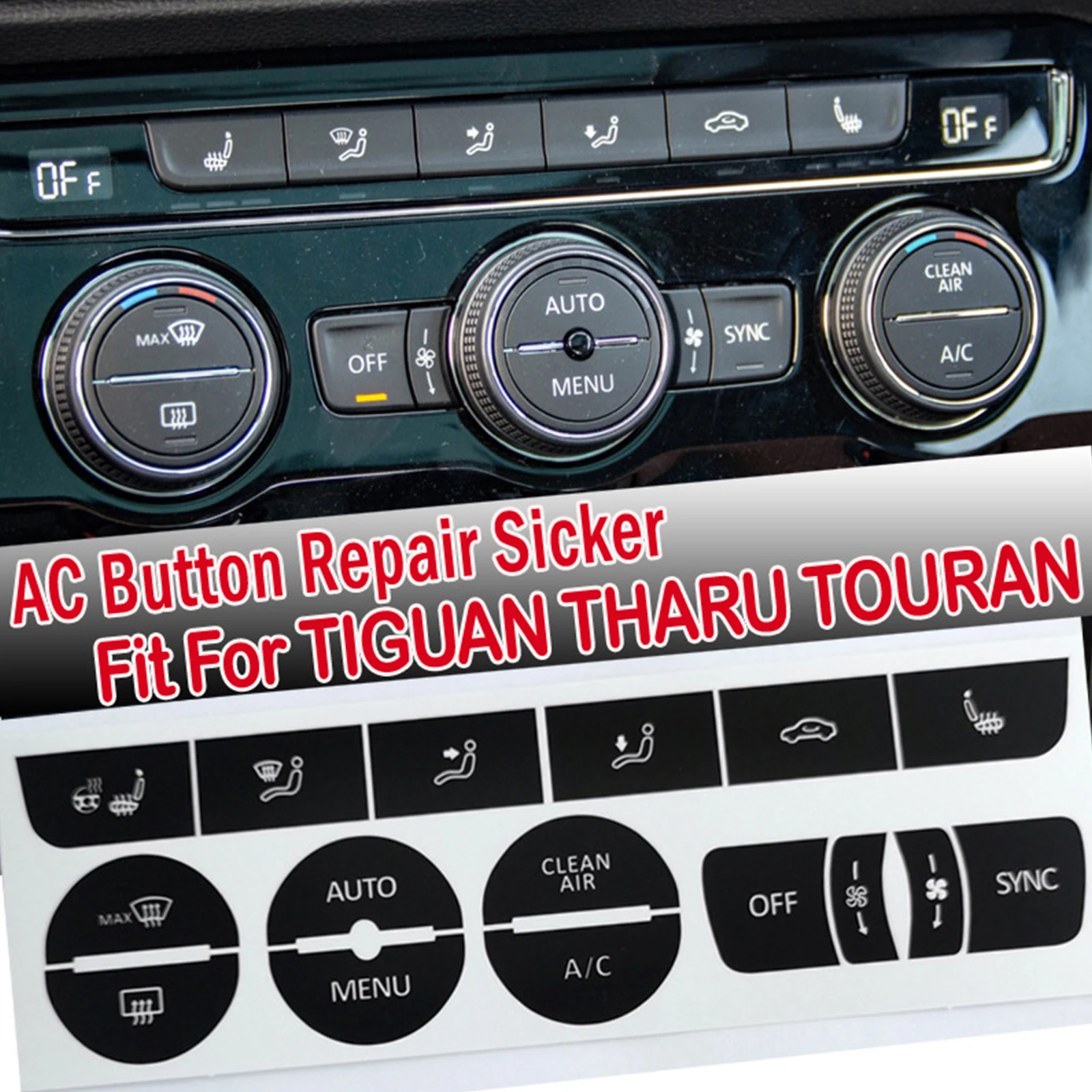 Fits Stickers Decals for VW TIGUAN TOURAN THARU Clima Panel Repair Worn Button Knob Switch