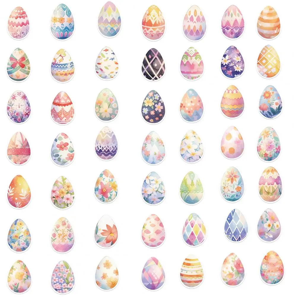 Pvc Easter Egg Stickers Easter Egg Decals 50pcs Easter Flower Egg Sticker Set Self-adhesive Waterproof Pvc for Phone for Cup