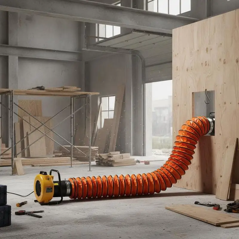 

PVC Ventilation Pipe 25ft For Construction Sites Mines Factories, 8inch Diameter Flexible Air Transfer Tubing Steel Reinforcement S Hook Included