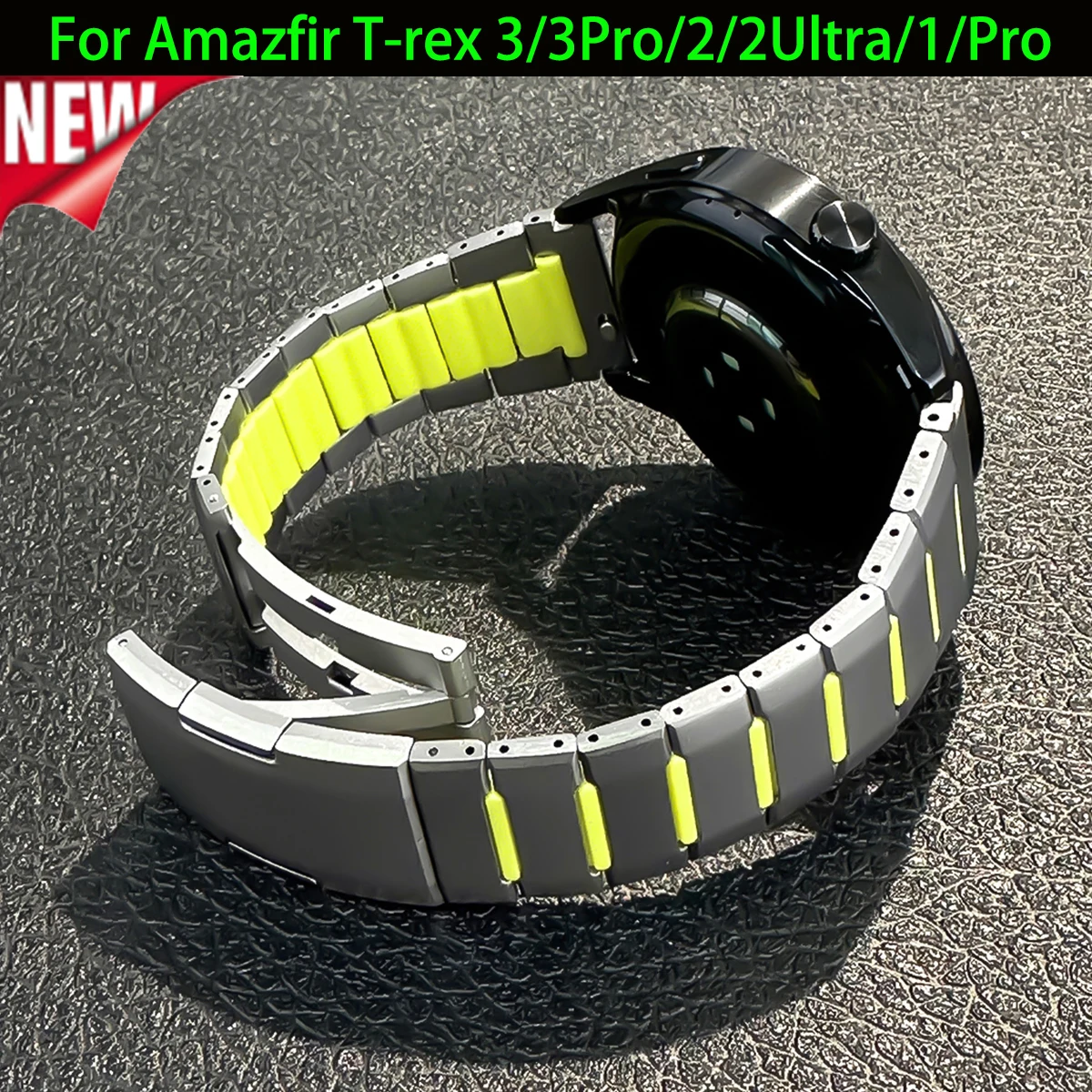 Metal Silicone Band for Amazfit T-rex 3/3Pro 2/2Ultra Dual-layer Strap for T-rex 1/Pro Woman Man Business Bracelet Belt