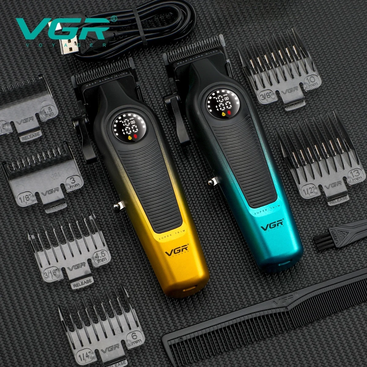 VGR Haarschneider Elektrisch Haarschneidemaschine Professionell Haarschneidemaschine Kabellos Wiederaufladbar LED Haarschneider für Männer V-996