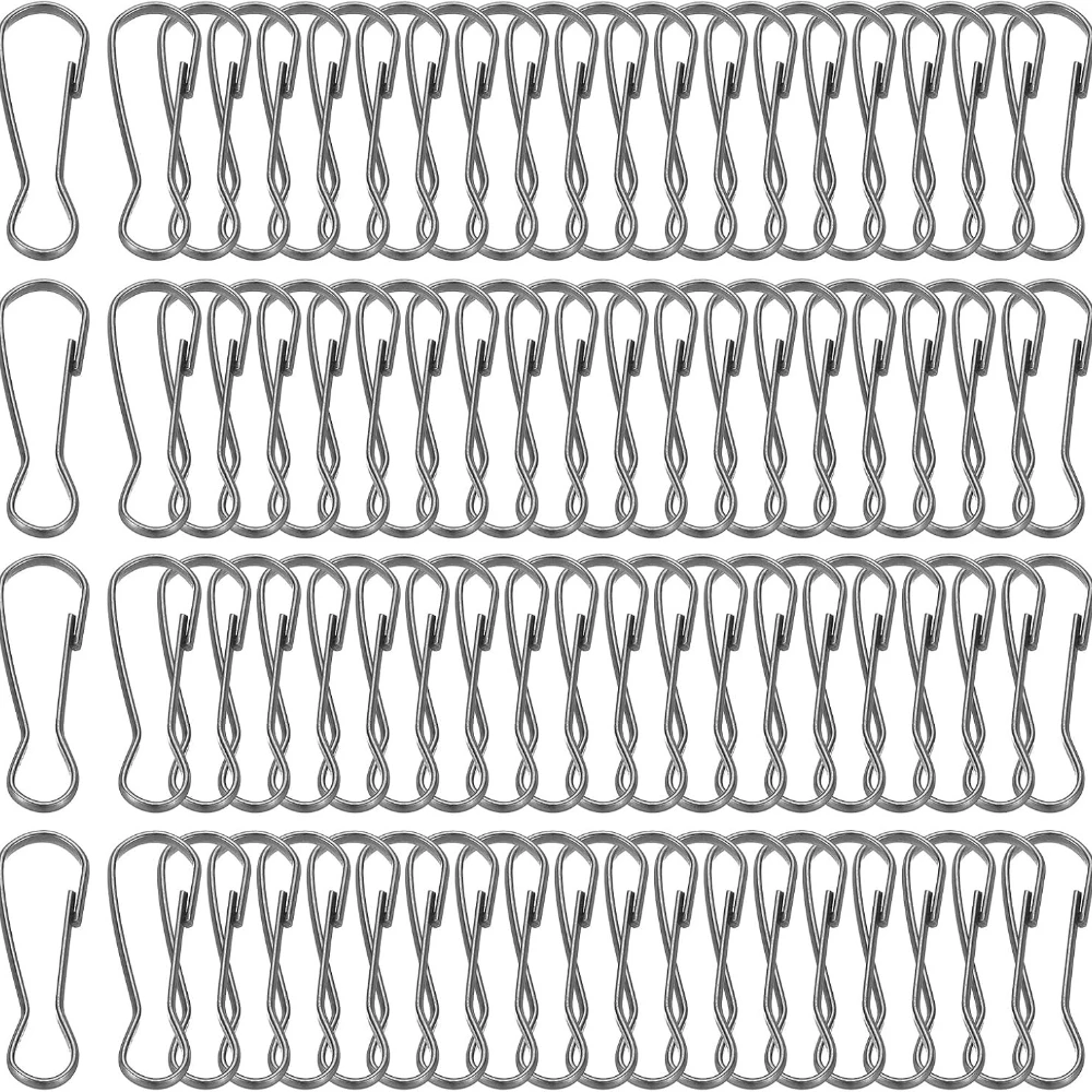 Stainless Steel Silver Spring Clip Hooks Metal Keychain Lanyard Connector Snap Hooks Buckles Key Ring Zipper Hanging Clasp