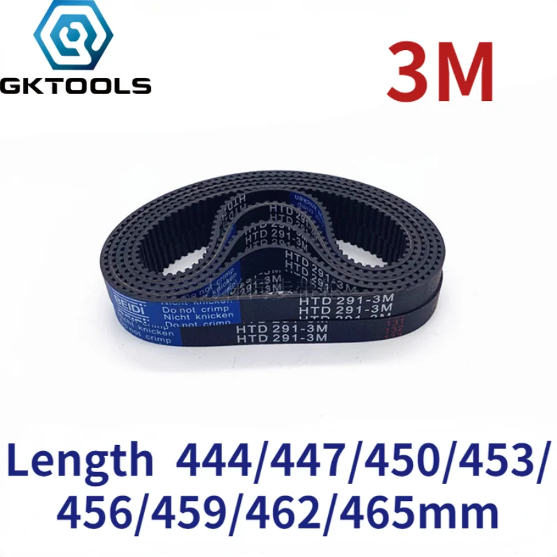 

HTD3M Rubber timing belt length 444/447/450/453/456/459/462/465mm suitable for 10/15mm wide pitch 3mm