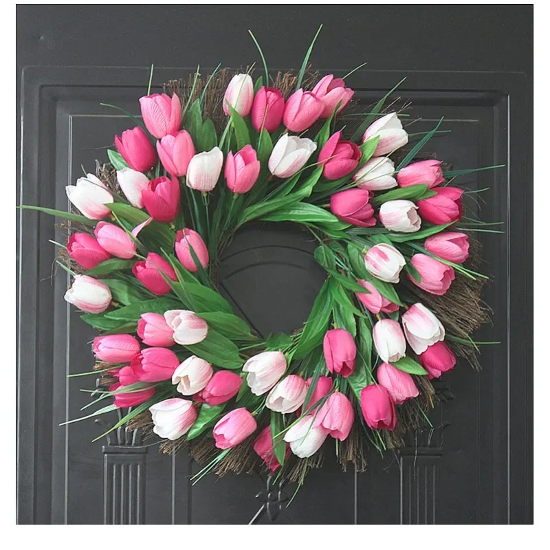 Simulazione primaverile Ghirlande di tulipani Ghirlande per porte Decorazioni per porte Celebrazioni natalizie Fiori decorativi adatti a tutti i festival