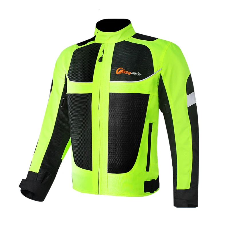 Chaquetas de carreras reflectantes grandes verdes para motocicleta, Equipo Impermeable, chaqueta de armadura corporal, ropa de carreras reflectante