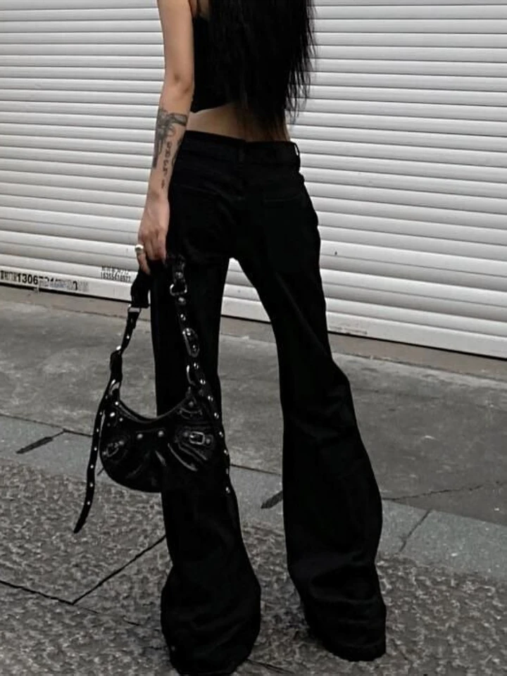 2025 Autumn Winter Women's Flared Denim Pants Y2k Low Rise Jeans