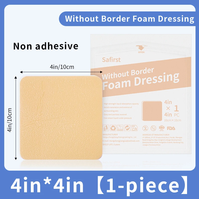 Foam Non-Adhesive Dressing Wound Dressing Sterile Bedsore Pad Patch Wound Care 10cmx10cm-New