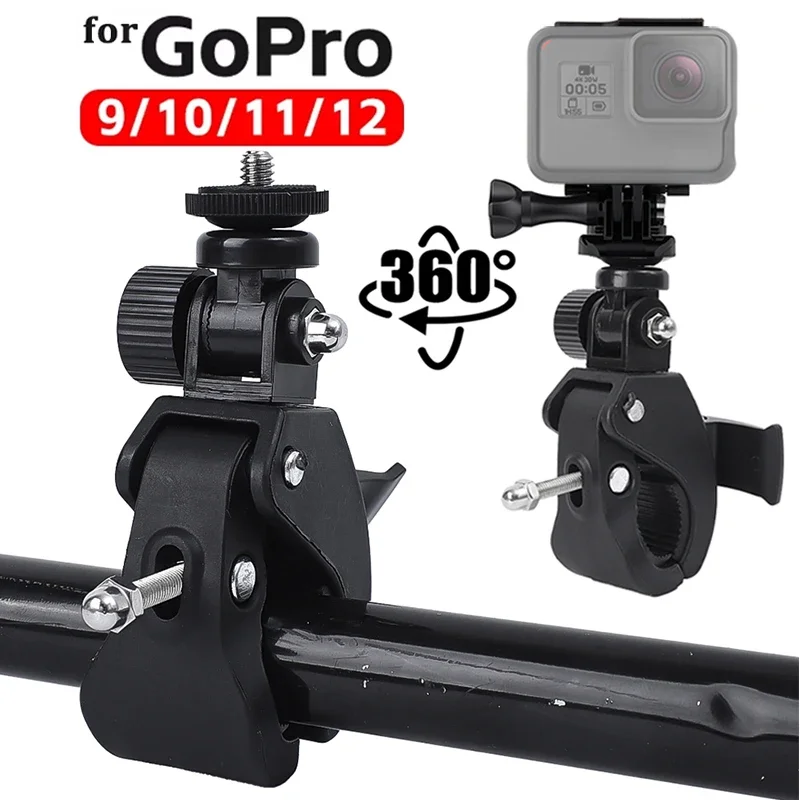 For GoPro Hero 12 11 10 Bicycle Motorcycle Handlebar Handle Clamp Bar Mount for Go Pro 9 8 Insta 360 DJI Action Camera Accessory