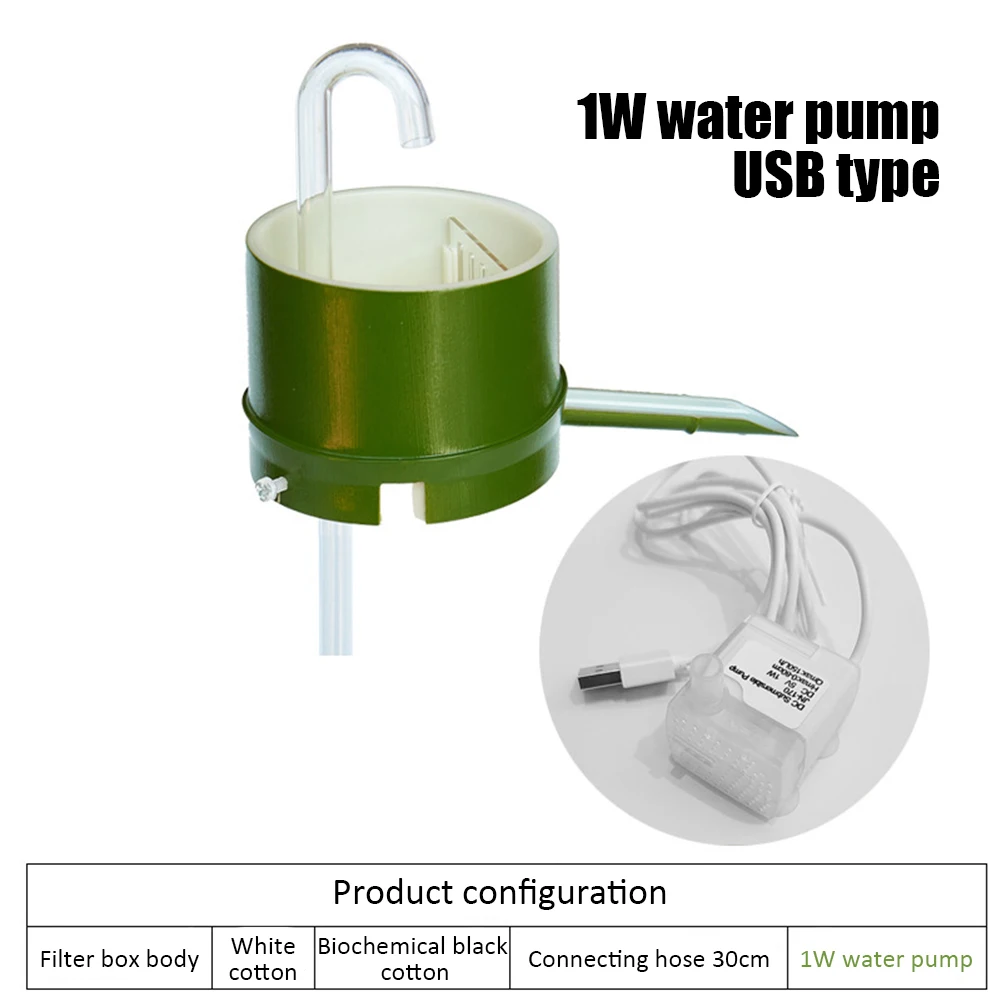 Mini Top-mounted External Fish Tank Filter Bamboo Tube Hang On With USB Water Pump Plastic Water Device Purification Aquarium