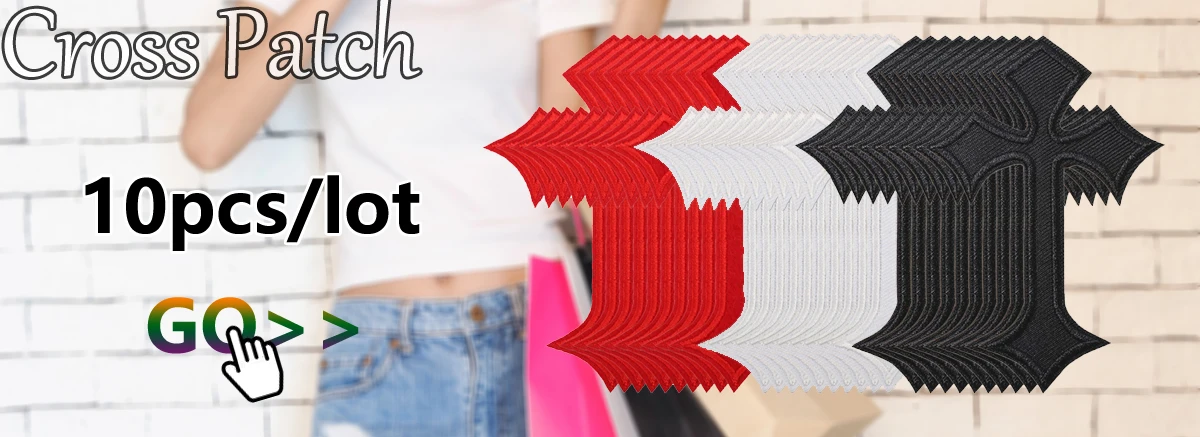 Patch Thermocollant Hard Rock Bibel Stich für Kleidung Eisen auf Kreuz Stickerei große Menge Lot Designer kleine Nähen DIY Schmelzbar – Detail 1