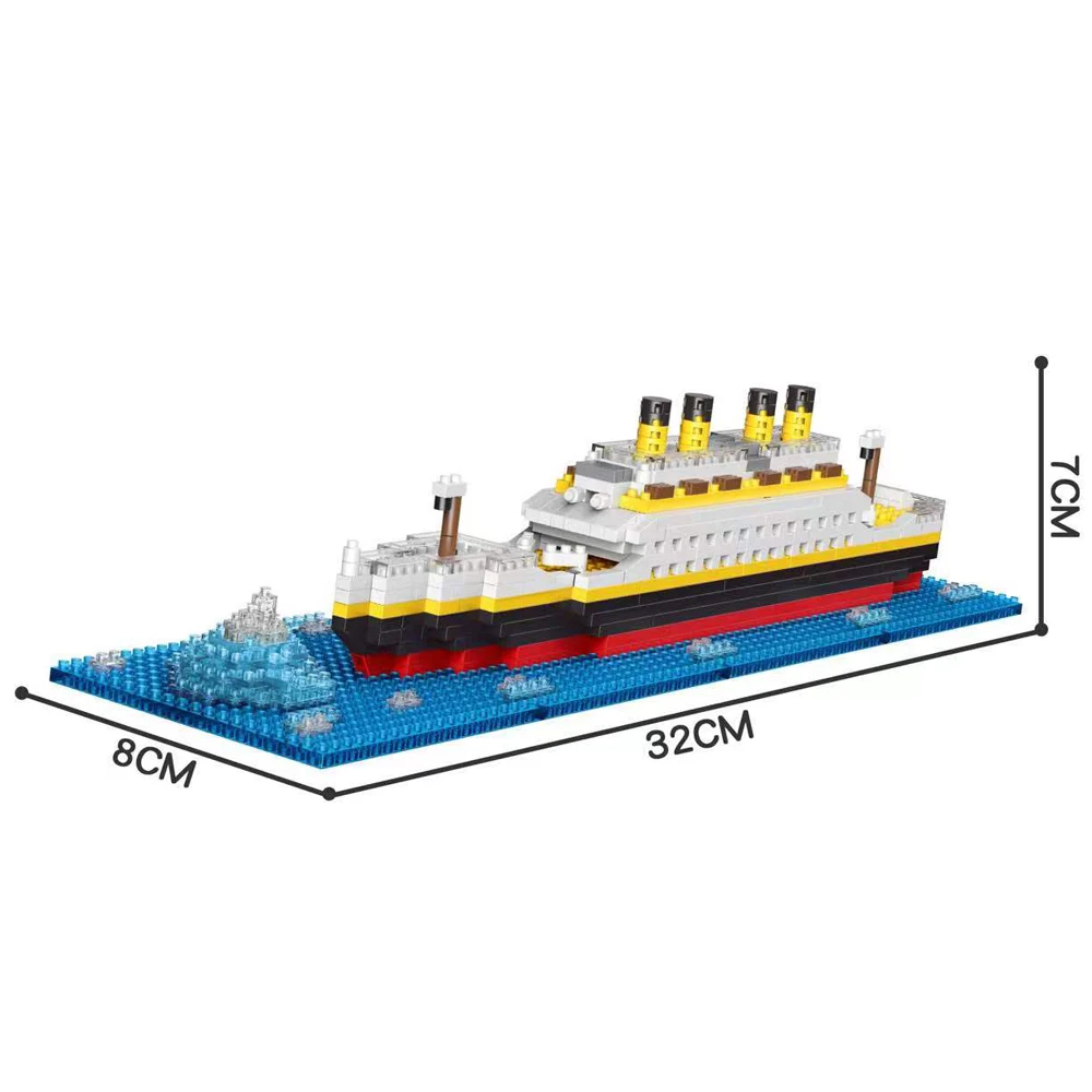 Modelo Titanic de crucero con Iceberg, bloques de construcción para adultos, Micro Mini juguete de ladrillo, regalo perfecto para entretenimiento y