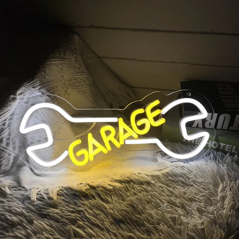 Garage Neon Sign 5V USB Light Auto Repair Shop Car Check Engine LED Neon Sign Game Room Decor Wall Bar Workshop Neon Lights Lamp