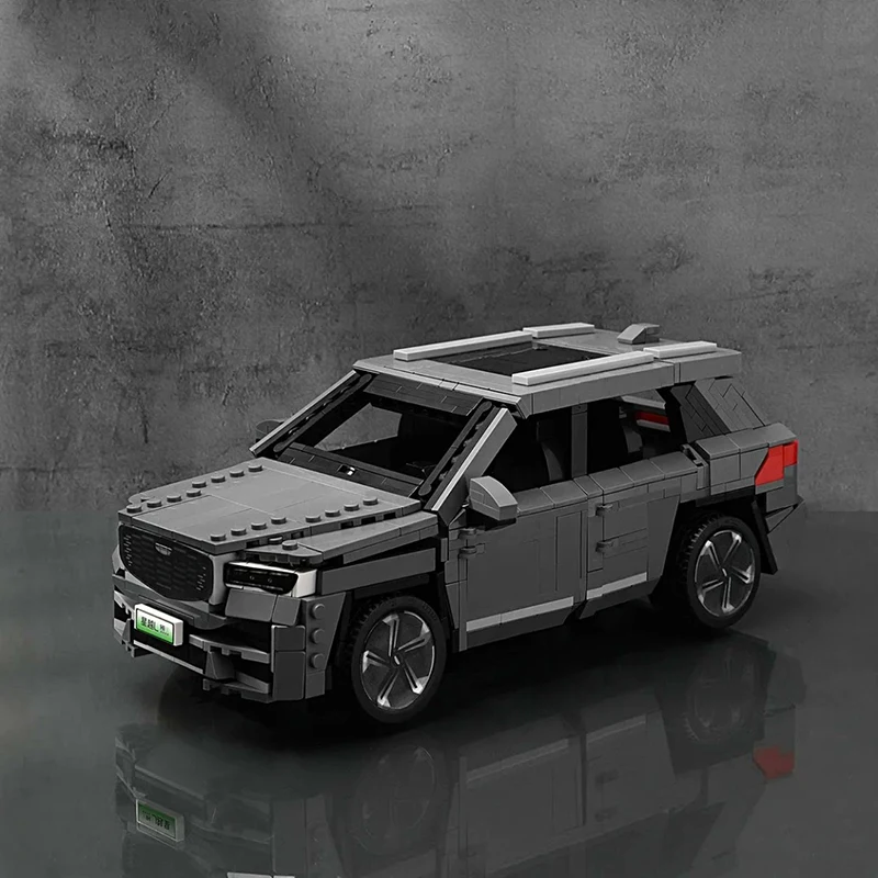 Geely Star Yue L Costom Building Block รถ SUV เด็กผู้ใหญ่คอลเลกชันของขวัญสร้างสรรค์จอแสดงผลสีเทา 1073 ชิ้น 1:18