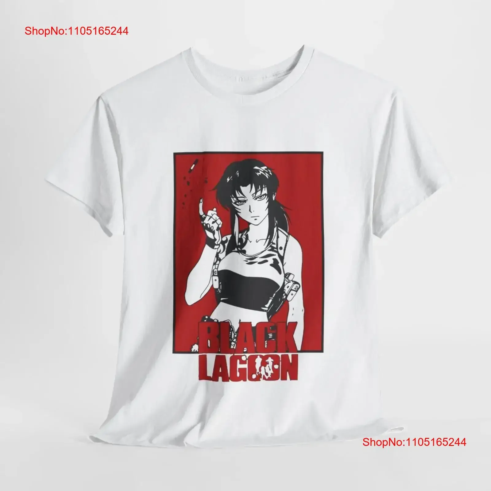 

Футболка с аниме «Черная лагуна» Revy Waifu Manga, винтажная стираная эластичная мужская футболка унисекс с графическим рисунком, дышащий топ для повседневной носки