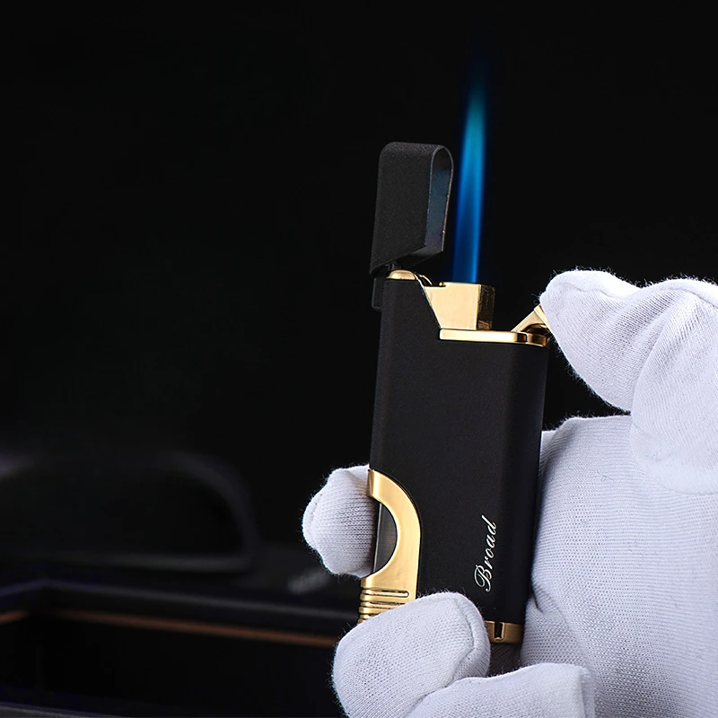 2024 New Metal Inflatable Windproof Lighter Business Butane Gas Direct Blue Flame Lighter Smoking Accessories Gift Tool