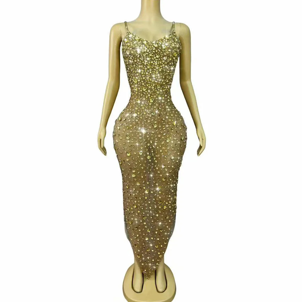 robe-de-luxe-a-bretelles-en-maille-avec-strass-dores-scintillants-tenue-de-soiree-d'anniversaire-tapis-rouge-tenue-de-scene