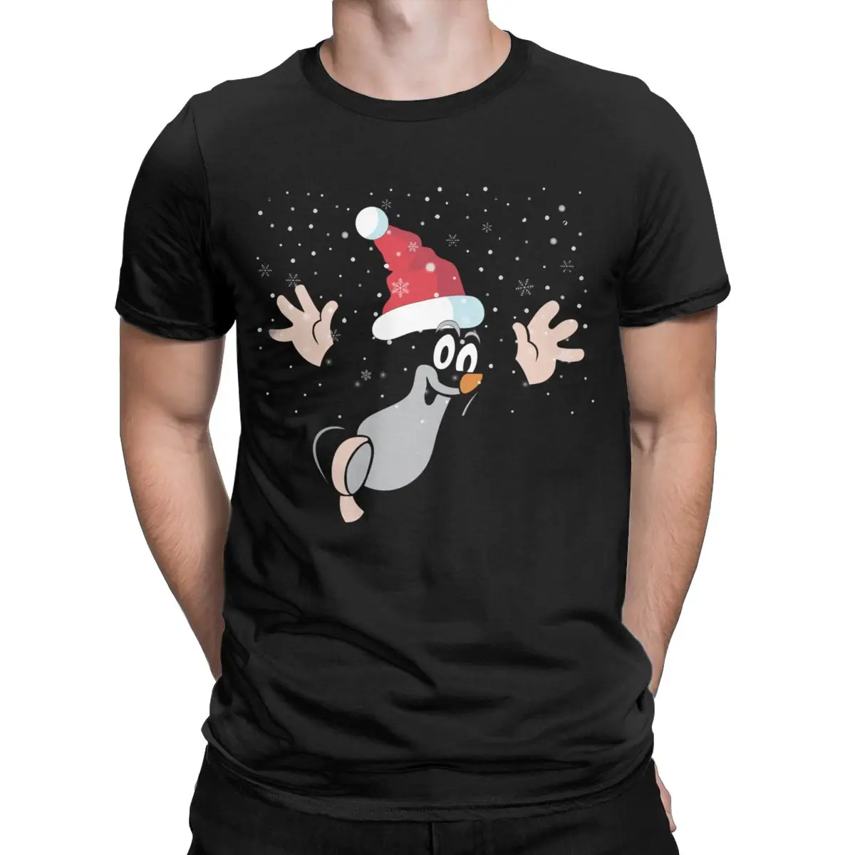 Vintage Merry Christmas Mole T-Shirts Men Cotton T Shirt Krtek Little Maulwurf Cute Cartoon Short Sleeve Tees Printed Tops