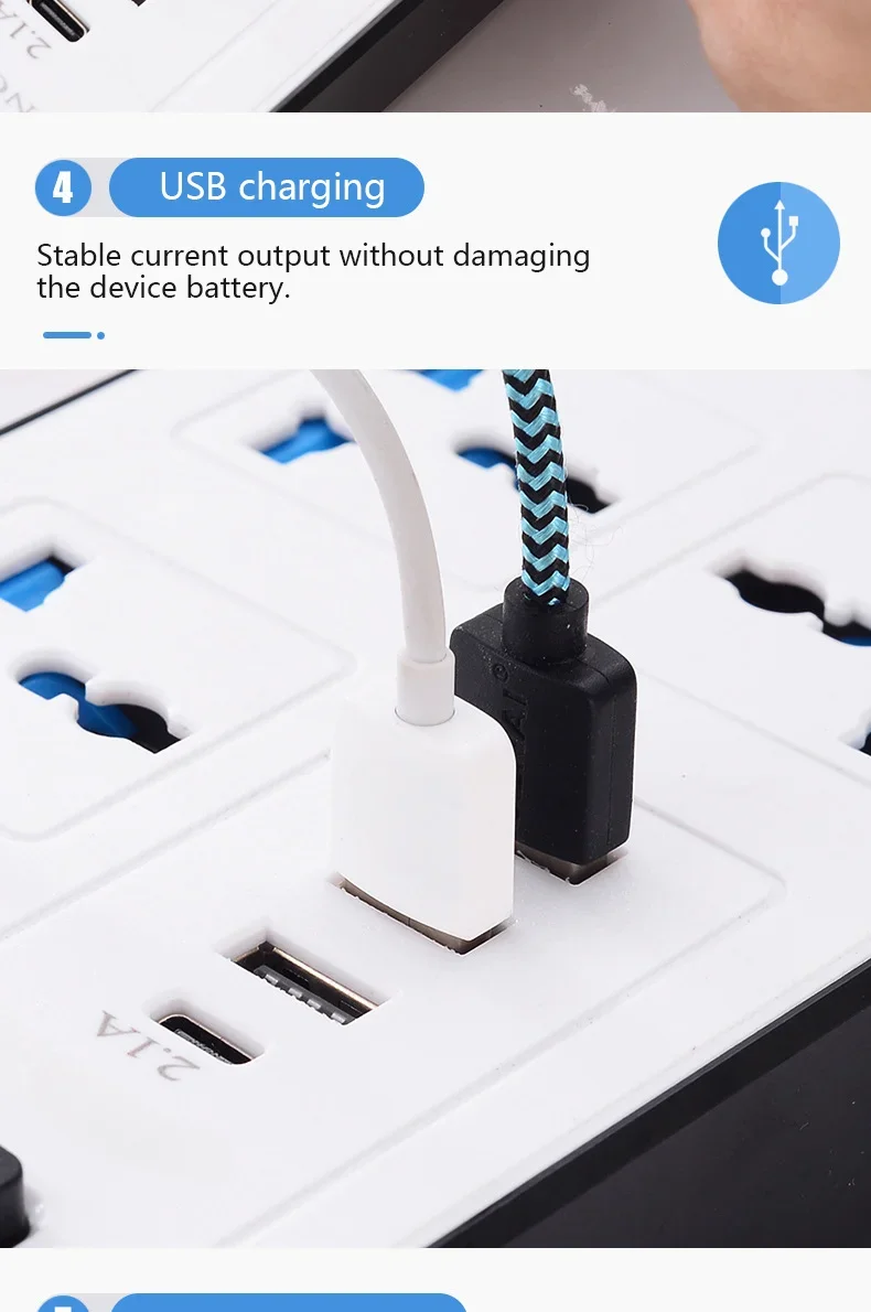 Power Multi Tap Universal Plug EU US UK AU Outlet Power Strip with Extension Cord AC Type C USB Port Charge Electrical Socket