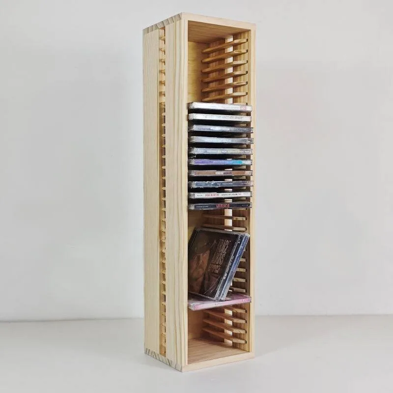 CD disc shelf pure solid wood storage CD collection desktop finishing shelf multi-layer home floor nostalgic display