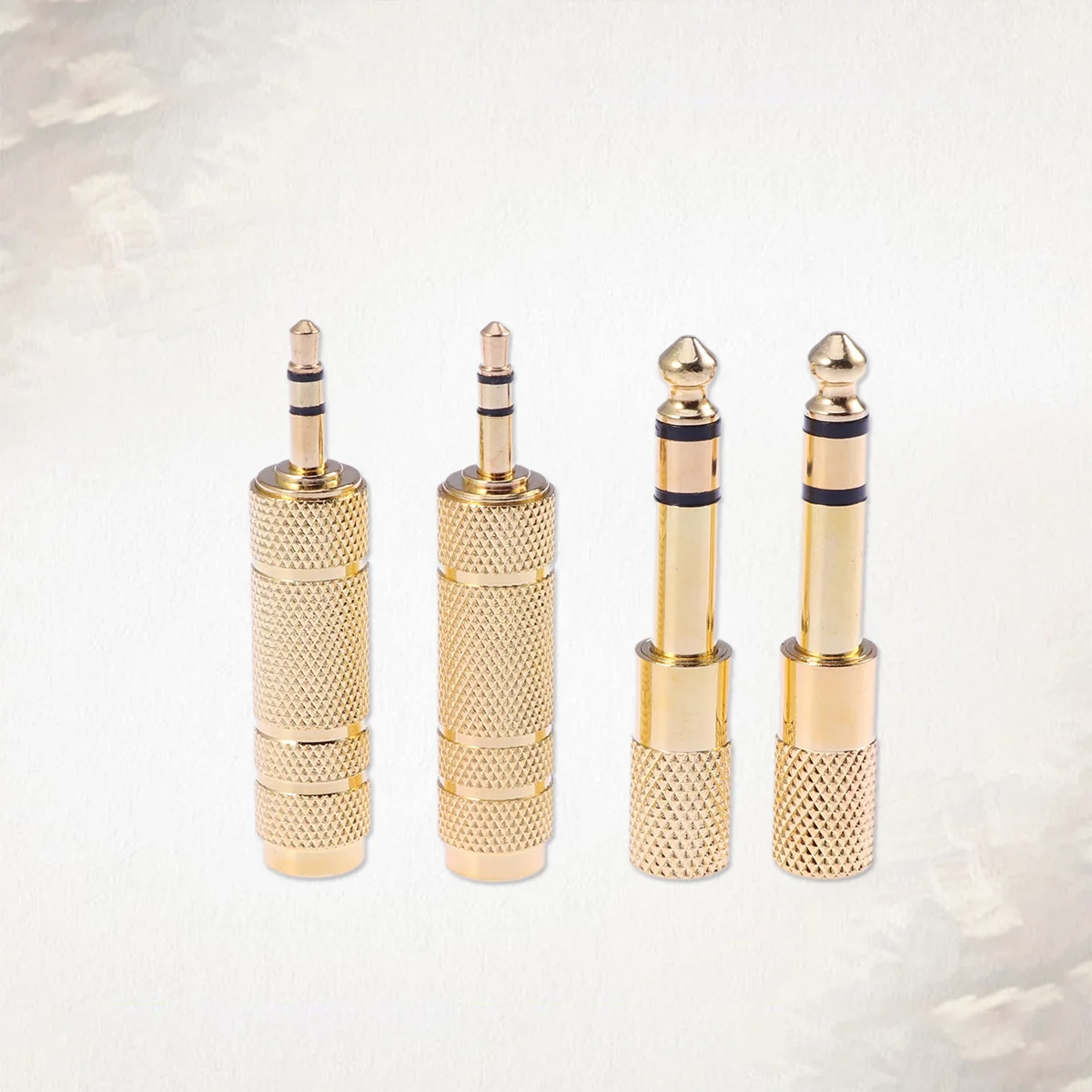 

4 pcs 6.5Mm Male To 3.5Mm Female Audio Adapter Gold Plated Stereo Jack Converter Brass Copper Grip Treads For