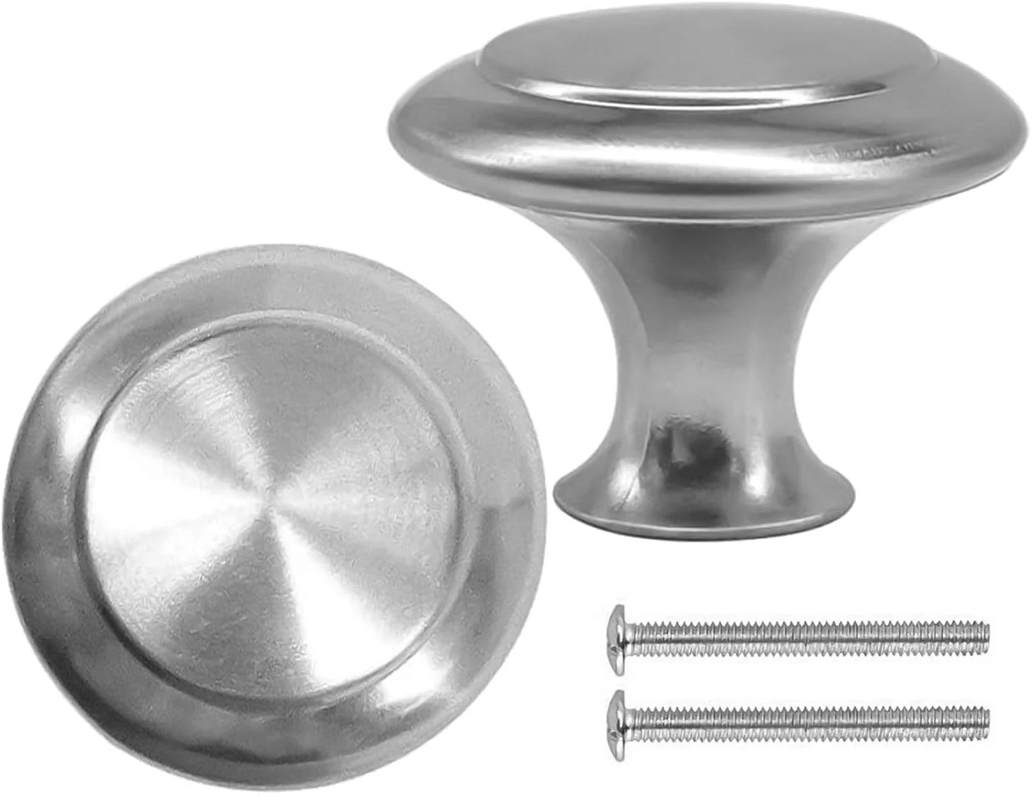 2-teilige Küchenschrankknöpfe, runde Schubladengriffe, flache Schubladengriffe aus Edelstahl, Türbeschläge für Kommoden, Schränke
