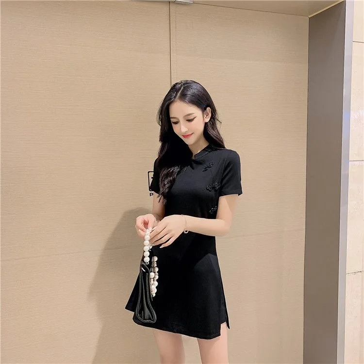 Frauen Anzug Chinesischen Stil Kleidung Zwei Stück Sets 2025, Sommer Neue Crop Top Und Shorts Retro Cheongsam Outfits Passenden für Frauen – Detail 31