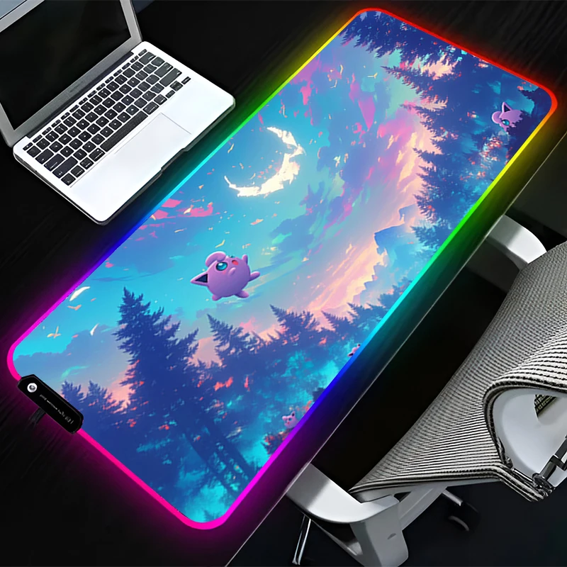 RGB LED ماوس الوسادة المطاط ماوس ملحقات ألعاب الكمبيوتر لوحة المفاتيح مكتب عدم الانزلاق P-البوكيمون Jigglypuff مكتب ماوس حصيرة