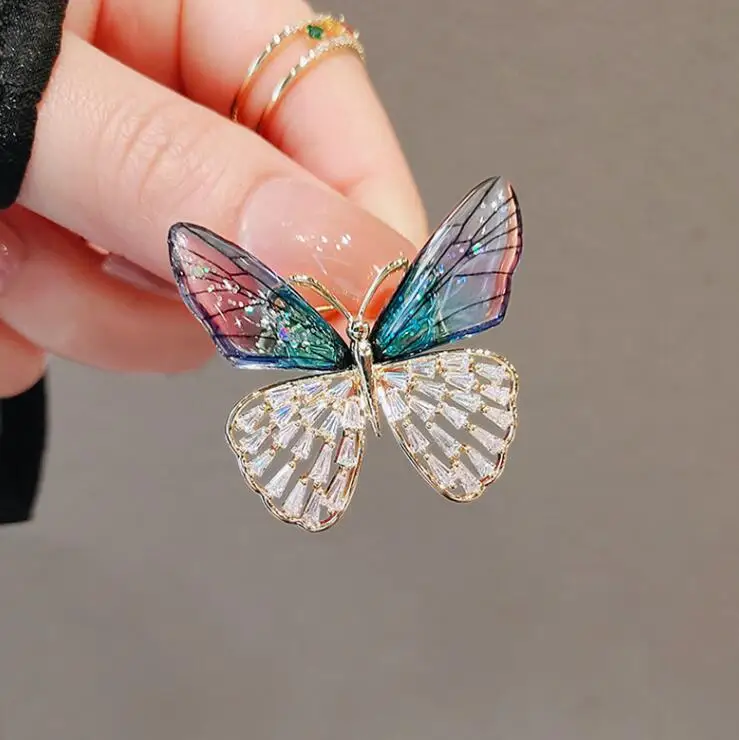 Rhinestone Butterfly Insect Brooch Women's Clothing Suit Pin Casual Business Office Accessories