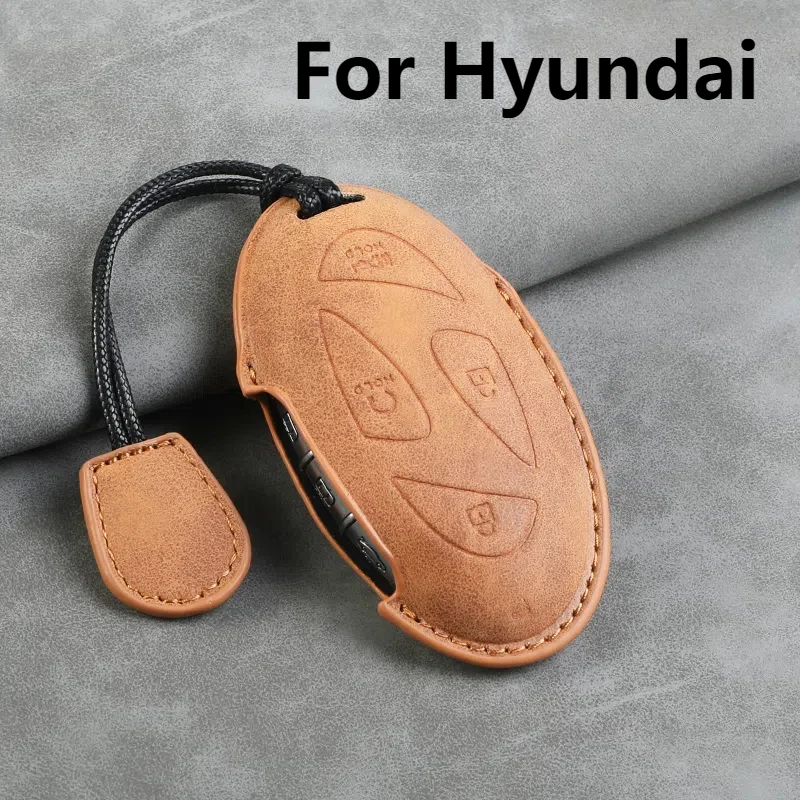 

7 Buttons Leather Car Remote Key Case Cover For New Kona SX2 For Hyundai IONIQ 6 New Grand Prix GN7 Protector Key Shell Fob