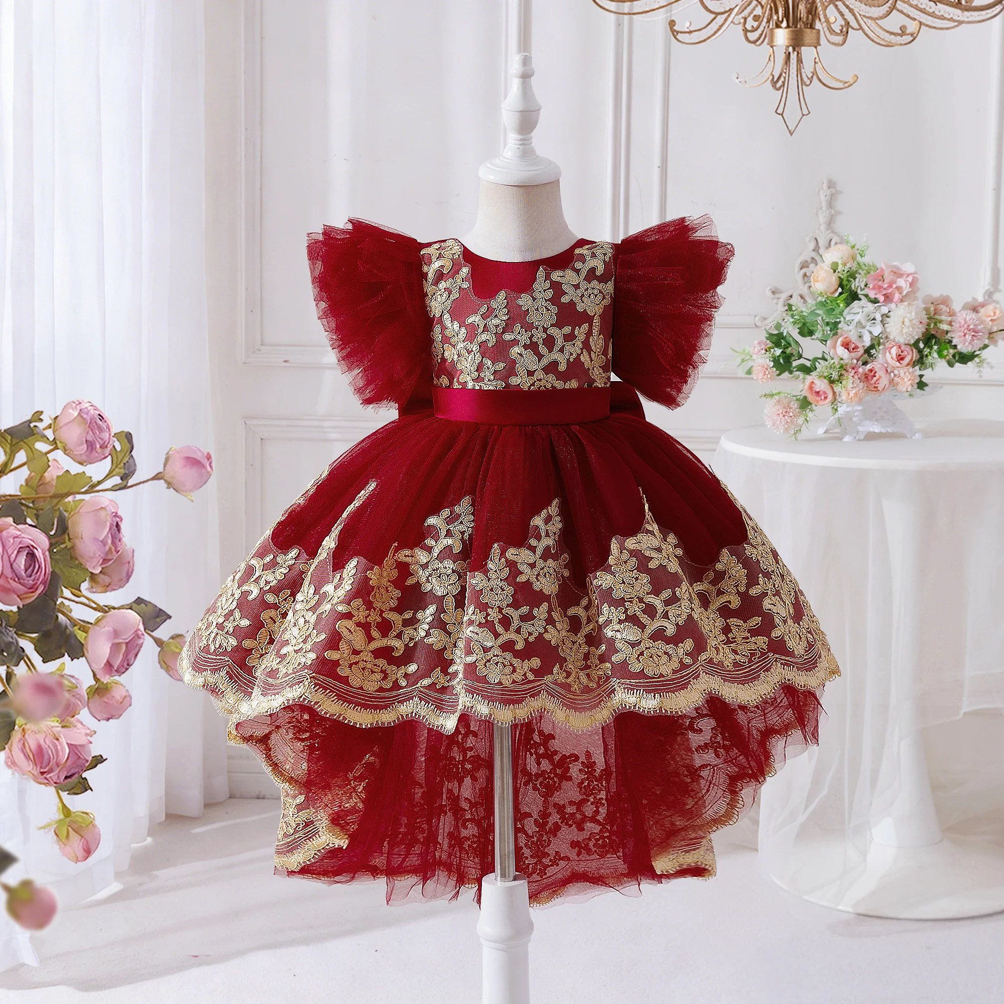 formal dresses for baby girl Toddler Baptism Party Dress Elegant Tulle 1st Birthday Wedding Princess Evening Girls Bridesmaids Prom Costume fall winter warm outfits.Toddler