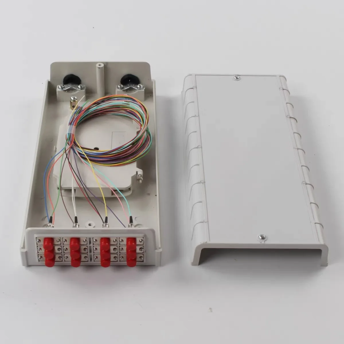 Caja terminal de fibra óptica LC de 12/24 núcleos, totalmente equipada, 2 unidades, 12 puertos dúplex, cable óptico monomodo SC/FC con pigtail para fusión por empalme
